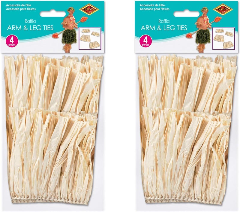 Beistle Raffia Arm & Leg Ties 8 Piece, Assorted Sizes, Natural - Image 2